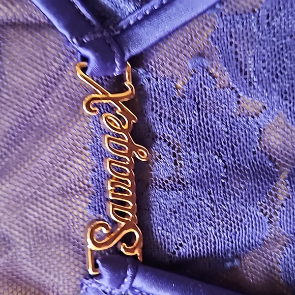 Savage x Fenty Strap Up Long Sleeve Lace Slip Dress-Taboo Blue-3X - Picture 2 of 9